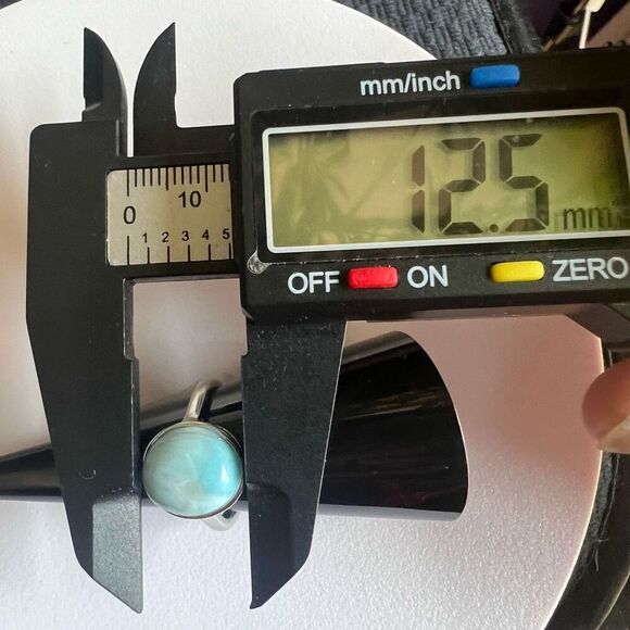 Larimar Crystal Oval Gemstone Ring Size 7 Adjustable (#3) - Picture 8 of 14